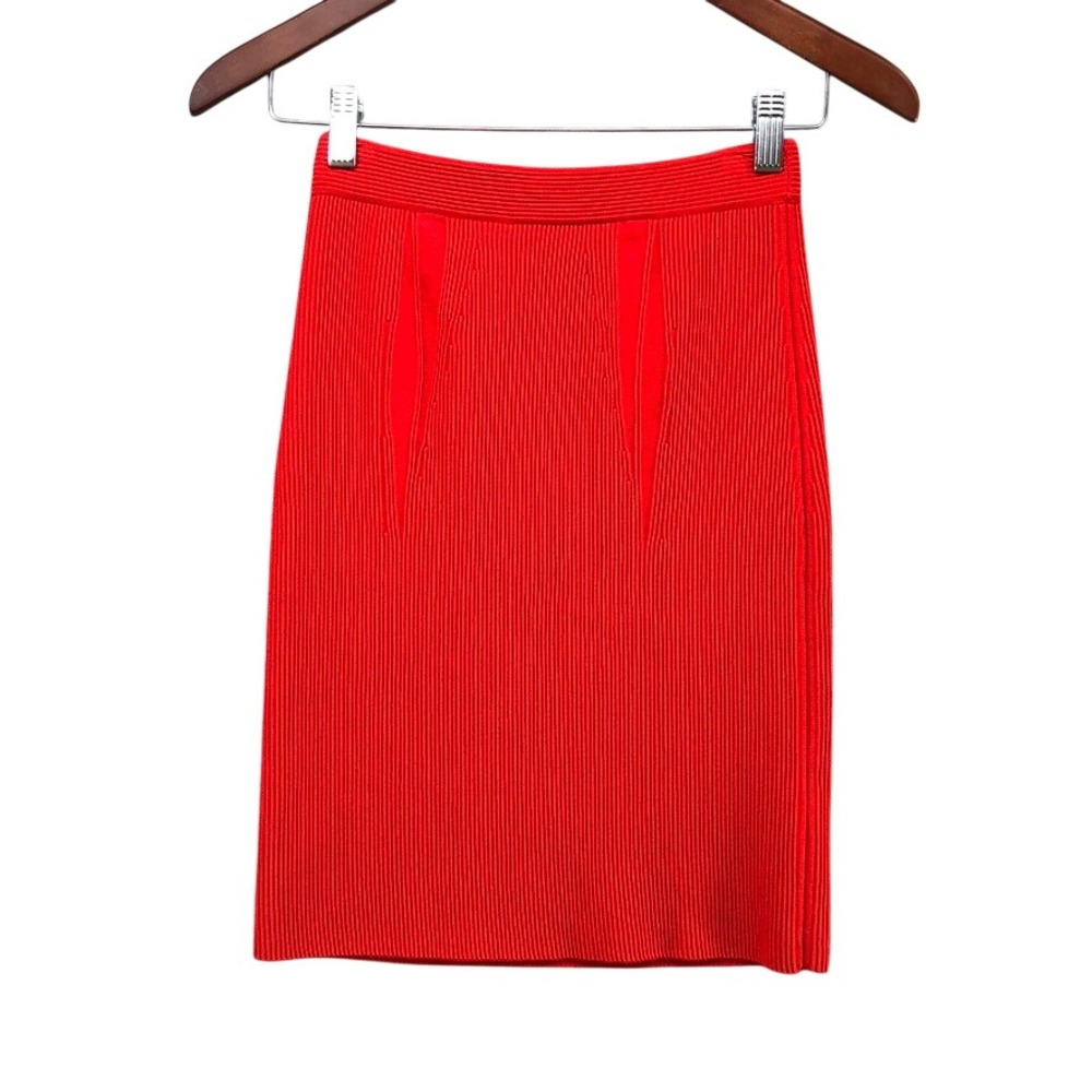Alexander Wang Pencil Skirt Womens Small Red Ribbed Knit Italian Yarn Bodycon